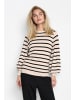 Kaffe Strickpullover KAlizzy Regular fit in Offwhite / Black stripe