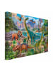 WALLART Leinwandbild - Brachiosaurus und Tricaterops in Bunt