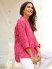 Sieh an! Longbluse in weiß-pink-gestreift