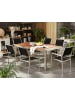 Beliani 7-tlg Gartentisch Set GROSSETO in Heller Holzfarbton/Schwarz/Silber