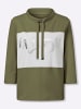WITT WEIDEN Sweatshirt in oliv-weiß-geringelt
