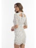 faina Damen Drapiertes Kleid in Wollweiss Mehrfarbig