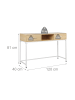 relaxdays Konsolentisch in Weiß/ Natur  - (B)120 x (H)80 x (T)40 cm
