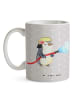 Mr. & Mrs. Panda Tasse Feuerwehrfrau Herz ohne Spruch in Grau Pastell