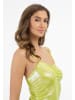 faina Damen Strick Trägerkleid Mini in Limette Metallisch