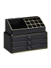 relaxdays Makeup Organizer in Schwarz Gold