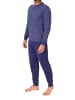 NORMANN Langarm Schlafanzug Pyjama Bündchen Minimalprint in navy