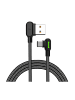 Wisam Schnell-Ladekabel 3A USB auf USB-C Nylon LED, 1,2m (schwarz)