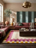 KADIMA DESIGN Teppich Wolle Handgetuftet WENSUM Geometrisches Muster Wohnzimmer in Rosa-Gelb