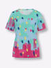 Sieh an! Kurzarmshirt in blaugrün-pink-bedruckt