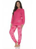 NORMANN Frottee Schlafanzug langarm Bündchen Sterne in pink