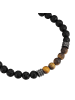 True Rebels Armband aus Edelstahl mit Lavastein und Tigerauge in gunmetal