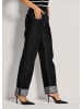 MADELEINE Weite Jeans mit fixiertem Aufschlag in schwarz