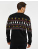 Threadbare Weihnachtspullover THB Mens Christmas Jumper Knitwear ELP in Schwarz