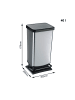 Rotho Paso Mülleimer 40l mit Pedal und Deckel in Silber metallic