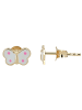Adeliás Mädchen Ohrringe – Ohrstecker aus 333 Gold mit Emaille in gold