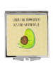Mr. & Mrs. Panda Kosmetikspiegel Avocado Pfeifen mit Spruch in Gelb Pastell