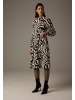 More & More fließendes Midikleid, Alloverprint in black/offwhite