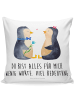 Mr. & Mrs. Panda Kopfkissen Pinguin Pärchen mit Spruch in Weiß