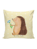 Mr. & Mrs. Panda Zierkissen 40x40 Igel Blumen ohne Spruch in Gelb Pastell
