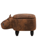 Beliani Tierhocker HIPPO in Braun/Schwarz - (W) 32 x (H) 35 x (L) 60 cm