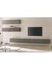 Furn.Design Wohnwand Thermo Eiche, grau, Wohnkombination 4-teilig 380 cm mit Soft-Close