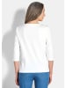 GOLDNER Kurzgröße:  Langarmshirt Basic Shirt mit U-Boot-Ausschnitt in cremeweiß