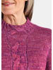 GOLDNER Hüftlanger Langarm Pullover, Zopfstrick in beere / gemustert