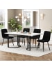 ABRIHOME Esstisch Set in Weiß Schwarz 5-tlg 140x80 cm mit goldenen Beinen Samt Stühlen