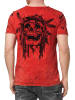 Rusty Neal Verwaschenes Rundhals T-Shirt mit Knopfleiste und Prints in Rot