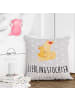 Mr. & Mrs. Panda Zierkissen Fuchs Mama mit Spruch in Grau Pastell