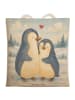 Mr. & Mrs. Panda Tote Bag Pinguin umarmen Design ohne Spruch in Weiß
