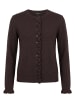 Strick-Cardigan mit Rüschen in Dark Brown Melange