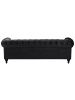 Beliani 2-tlg Sitzgruppe CHESTERFIELD in Schwarz/Dunkler Holzfarbton