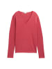 Tom Tailor Dünner Strickpullover Basic V-Ausschnitt Stretch Sweater in Rot