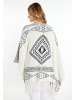 usha FESTIVAL Damen Strick Poncho in Wollweiss Schwarz