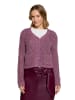 CARTOON Strick-Cardigan mit V-Ausschnitt in Dark Purple Melange