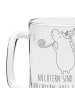 Mr. & Mrs. Panda Bierkrug Glas Einhorn Party mit Spruch in Transparent