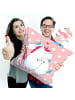 Mr. & Mrs. Panda Kopfkissen 40x40 Einhorn Mitteilung ohne Spruch in Rot Pastell