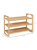 HOMCOM Schuhregal-76L x 33B x 51H cm-Naturholz