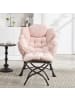 ABRIHOME Loungesessel in Rosa mit Ottomane Armlehnen und Seitentasche
