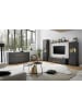 Furn.Design Wohnwand 4-teilig grau matt, Eiche Wotan 310 cm, Wohnkombination, viel Stauraum
