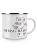 Mr. & Mrs. Panda Camping Emaille Tasse Bester Bräutigam mit Spruch in Transparent