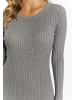 faina Damen Rippstrickkleid Mit Strass-Steinen in Grau Melange