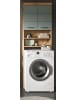 Inn.Furn Waschmaschinenschrank Salbei grün, Eiche Artisan 63 cm, Überbau mit 6 Fächern