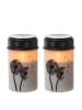 MARELIDA 2er Set LED Grabkerze Grablicht Pusteblume H: 12cm in weiß/schwarz
