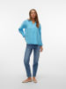 Vero Moda Legere Hemdbluse Oversized Shirt Seidig VMQUEENY in Blau