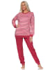 NORMANN Interlock Schlafanzug langarm Streifenoptik in beere