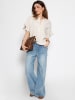 SASSYCLASSY Musselin Bluse mit Rüschensaum in Hellbeige