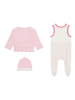 Kidsworld Strampler, Jäckchen & Mütze in rosa-weiß